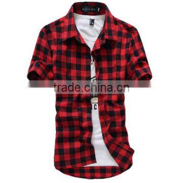 2016 New Summer Spring Fashion Men Plaid Short Sleeve Dress Shirts