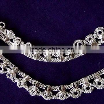 SILVER TONE Chain Payal ANKLETS Feet Bracelet PAIR photo-2