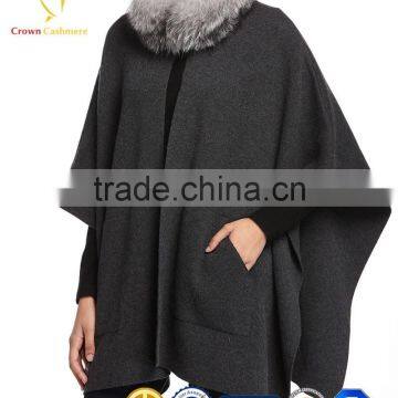 Fashion Design Luxury Ladies' Cashmere Shawl With Fur photo-4