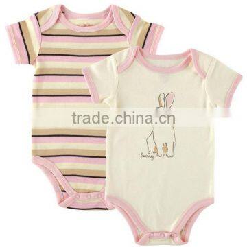 Re Stripe Applique Bear Organic Cotton Summer Wear Short Sleeve Wholesale Pattern Custom Made Kids Jumpsuit photo-2