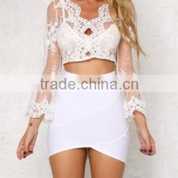 Runwaylover 115 Europe Style 2017 Women Sexy Deep V-Neck Lace Embroidery Crop Tops photo-3