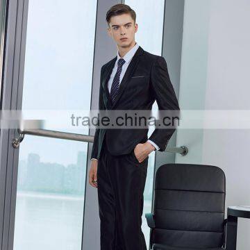 Plus Size Office Man Suits Factory Black Formal Business Men Coat Pant Suit photo-2