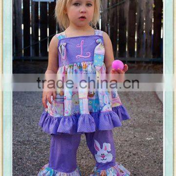 Baby Girls Suspender Ruffle Outfit Light Purple Hippity Hoppity Easter Twirl Top and Ruffle Pants Kids Clothes