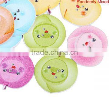 Wood Sewing Buttons Scrapbooking 2 Holes Peach At Random Smile Pattern