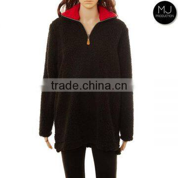 Wholesale Plus Size Clothing Women Fleece 1/4 Zip Sherpa Pullover photo-3