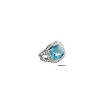 Sell Sterling Silver Ring with Swiss Blue Topaz and Diamond