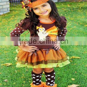 hot sale turkey embroidery Thanksgiving girl clothes outfits