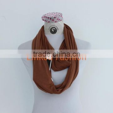 Wholesale Jersey Stripe Pocket Infinity Scarf With Zipper