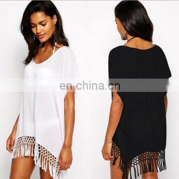 Europe And America Tassels v Neck Sandbeach Bikini Shawl Beach Skirt