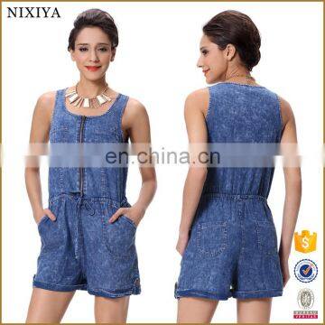 New Fashion Blue Denim Young Girls Short Jumpsuit Pants