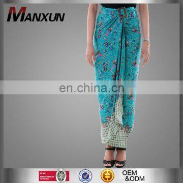 Summer lady silk polyester batik printed pareo hot summer elegant beach wear for women