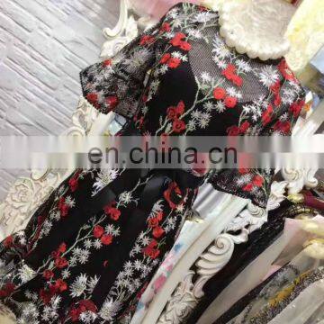 Heavy Embroidered Black Short Sleeve Round Neck Midi Length Girl Gorgeous Lace Dress photo-5