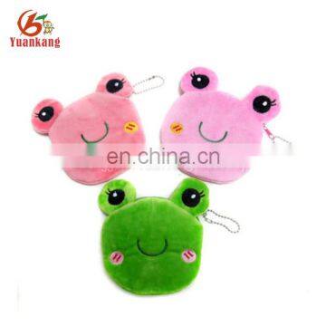 Mini frog shape plush round wallet coin purse