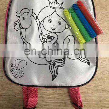 2016!NEW DIY painting satin backpack bag color your own satin bag for kids with markers-60541