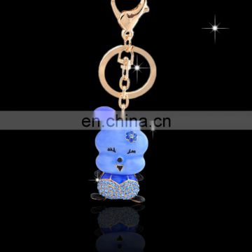 Promotional wholesale custom crystal souvenir metal rhinestone cute Dog puppy key chain manufacturer in yiwu China MCA-0032