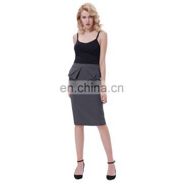 Grace Karin Womens Solid Color High Stretchy Hips-Wrapped Grey Vintage Retro Pencil Skirt CL010454-5 photo-2