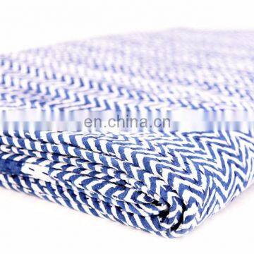 Indian Latest Indigo Blue Abstract Design Kantha Quilt Handmade Bedspread Throw Cotton Queen Size Blanket Patchwork Print photo-3