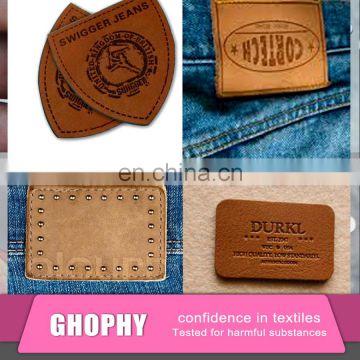 embossed leather patch custom hat label jeans leather label