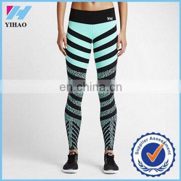 Yihao 2016 Ladies Custom Sports Gym Trade tight print contrast yoga legging womens tights fitness tights womens pants 2016 new