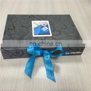 Like book shape box with ribbon tie gift box for Portable battery with small computer