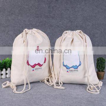 Natural Color Reusable Durable Drawstring Cotton Bag for Grocery