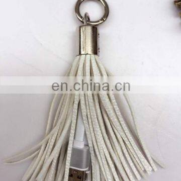 Cheap Wholesale Leather Tassels Keychain With USB Wire photo-6