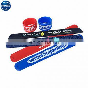 Brand name printed colorful custom silicone slap bracelet