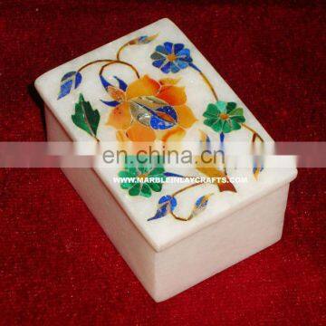 Handmade Marble Inlay Boxes, Decorative Marble Jewellery Box