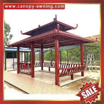 outdoor hotel villa park garden wood style aluminum metal pavilion pagoda gloriette