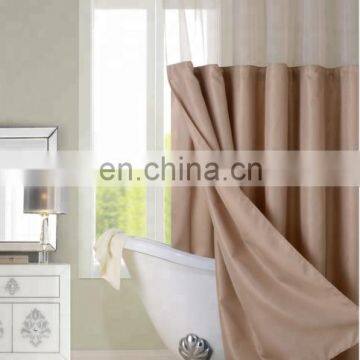 China Suppliers Luxury Hotel Hookless Shower Curtains Snap With Grommets Detachable Liner in White Gray Fabric photo-6