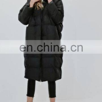 TWOTWINSTYLE Long Parkas Women Coats Hooded Collar Long Sleeve Black Cotton Oversized Loose Casual