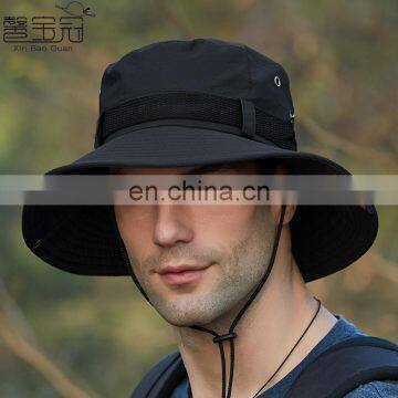 Wholesale Cheap Foldable Sun Custom Bucket Hat Summer Cotton Cap Fishing Boonie Brim Sun Safari Hat With Strings photo-3