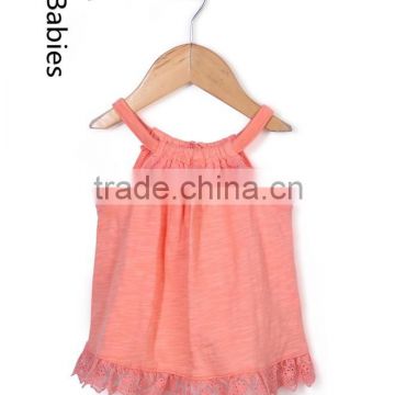 Fashion clothing 2016 baby sleeveless singlet neck peach tops