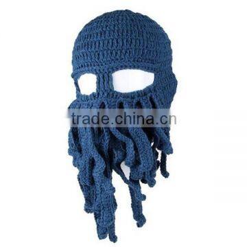 2014 Handmade Knitted Crochet Beard Hat Bicycle Mask Cap Octopus Cool Black SP055 photo-4