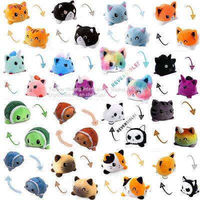 Stuffed Double-sided Flip Animal Plush Toy 15cm Reversible Color Unicorn Turtle Cat Doll Gifts for Children photo-5