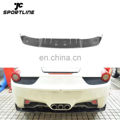 VEL Style Carbon Fiber Car Bumper Diffuser Lip for Ferrari 458 Italia Base Coupe 2-Door 11-13