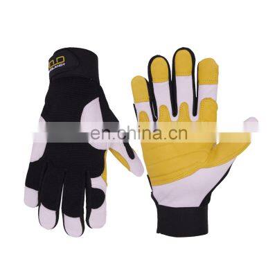 HANDLANDY High Performance Genuine Goatskin Leather Work Gloves Construction Truck Drivers Car Mechanic Gloves