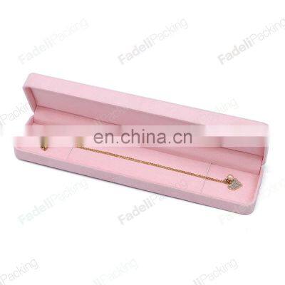 Wholesale Custom jewelry box Pink Plastic Packaging Box Suede Ring Necklace Bracelet Jewellery Box