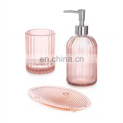 Wholesale 3 piece  toilet decoration bathroom accessories set glass bathroom set