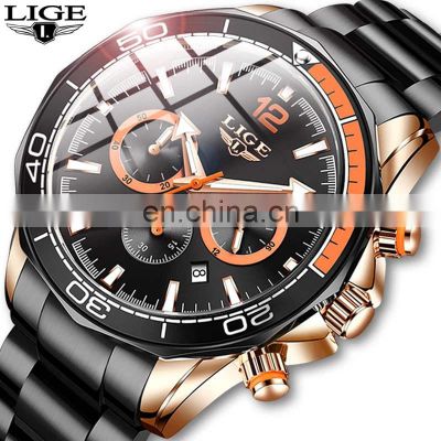 LIGE 8933 Fashion sport for man Waterproof Stainless Steel Quartz Watch luxury mans watch perfect Watch Online