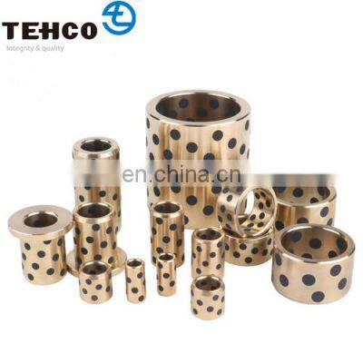 Copper Alloy CuZn25Al5Mn4Fe3 Graphite High Quality Solid Lubricating Sleeve Bushing with Flange for Casting and Rolling Machine.