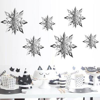Hot Sale 6 Pcs/Set Custom Indoor Paper 3D Snowflake Hanging Christmas Ornaments For Decoration photo-3