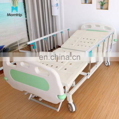 Central Brake Silent Casters Patient Care ABS 3 Function Lifting Flower Hospital Bed With Collapsible Alloy Side Rails photo-4