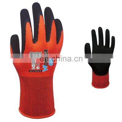 WG-310 Red Nylon Spandex Micro Foam Latex Nitrile Palm Maxi High Flex Gardening Safety Work Gloves