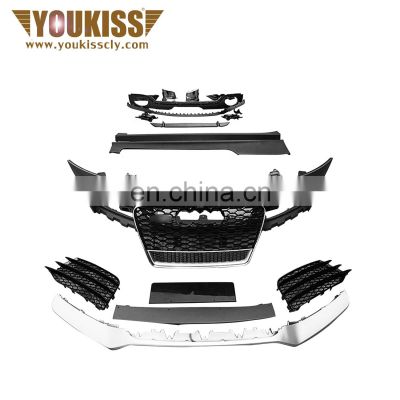 High Quality PP Body Kits For AUDI TT Change TTRS Front Bumper With Grille Flog Lamp Grille Side Skirt Rear Diffuser With Tip