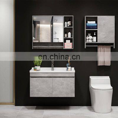 Simple Luxury Wood Bathroom Vanity Cabinet Set Unit With Towel Mirror Cabinet Home Decor Single Sink Wall Mounted photo-2