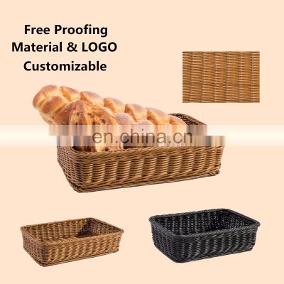 HBK wholesale deep brownness fruit bread rattan basket for plastic and iron lining