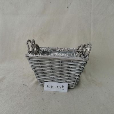 Square Wicker baskets Handmade Woven Storage Wicker Basket with Handle