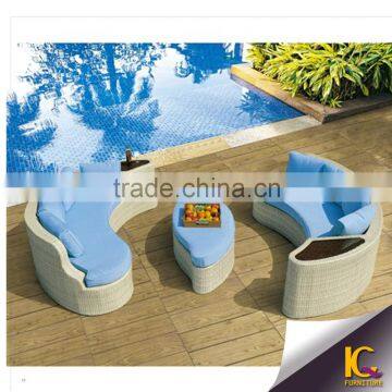 2015 outdoor garden modern design sofa synthetic rattan sofa with bule cushion