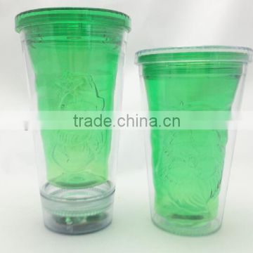 For promotion double wall christmas festival straw mug with led light